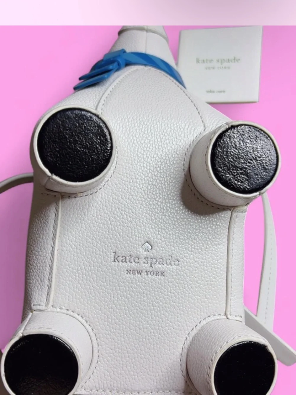 NWT Kate Spade White Polar Bear Crossbody Bag with Blue Scarf